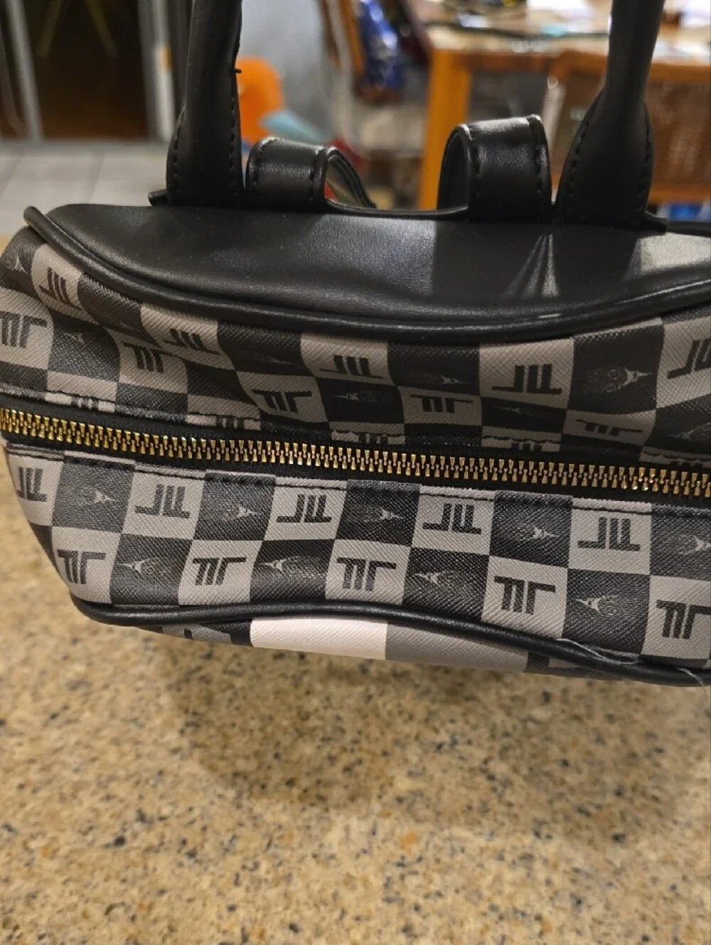 London Fog Black and Gray Logo-Print Men's Backpack